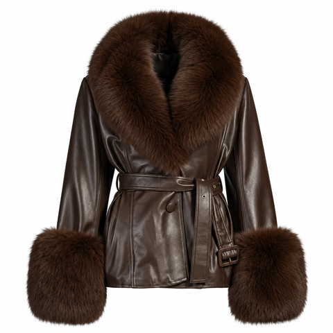 Giacca in pelle nera Allegra