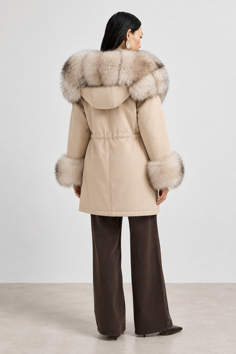 Parka doublée en fourrure de renard