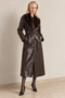 Leather Trench Faux Fur Collar