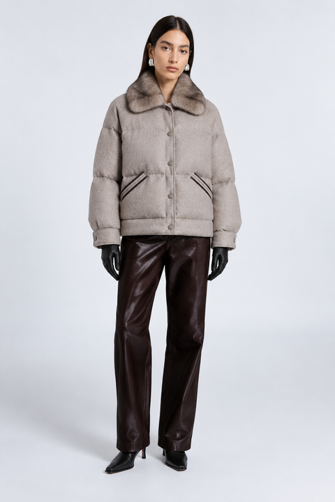Wool Down Jacket with Mink