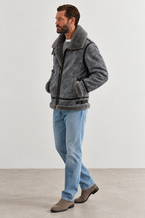 Men Genuine Shearling Jacket