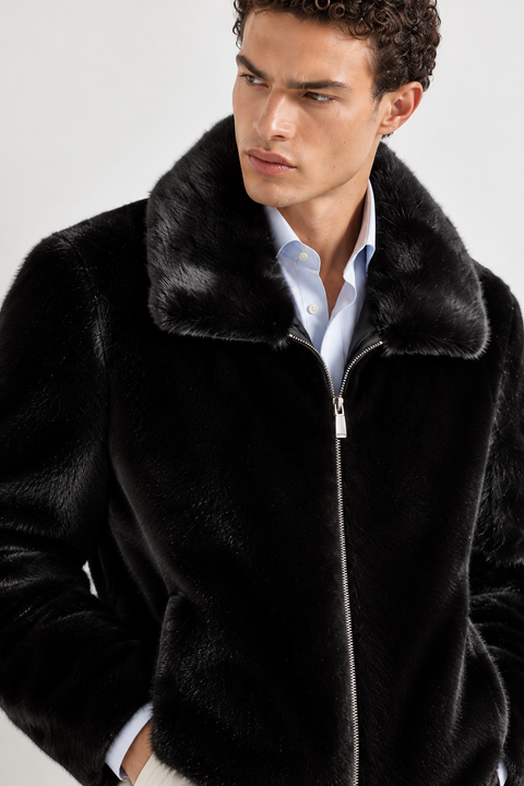 Men Genuine Full Mink Jacket