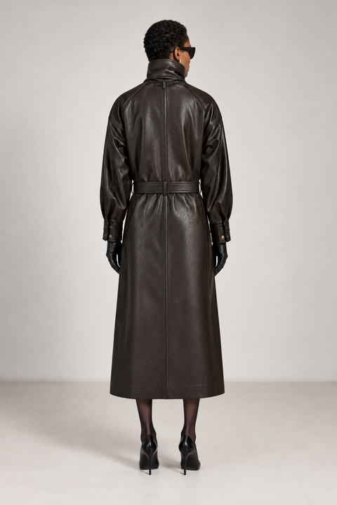 Langer Trenchcoat aus echtem Leder