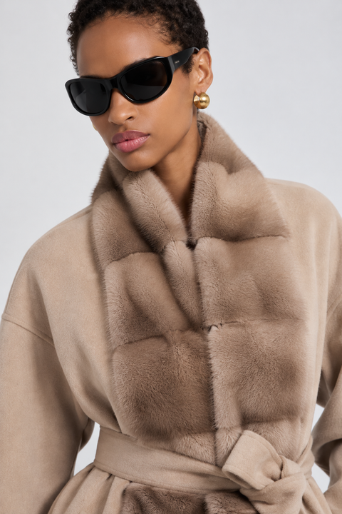 Cappotto in cashmere con visone