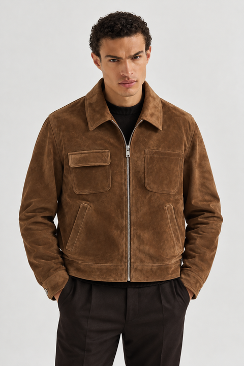 Chaqueta de piel de cordero auténtica