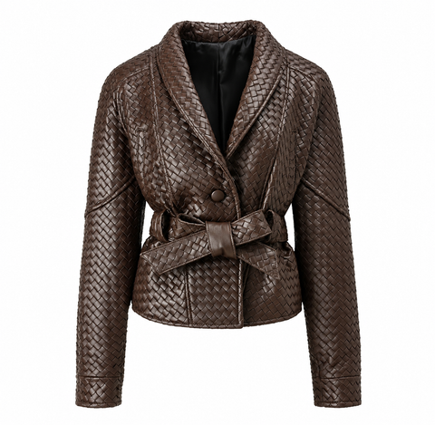Giacca in pelle intrecciata