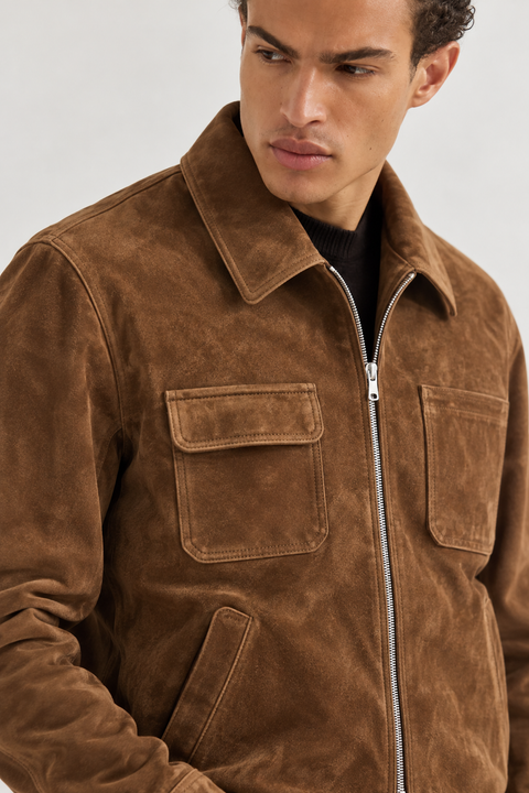 Chaqueta de piel de cordero auténtica