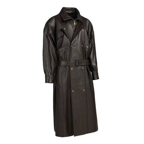 Langer Trenchcoat aus echtem Leder